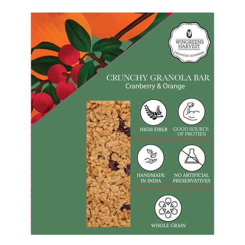 Crunchy Millet Granola Bars - Cranberry & Orange